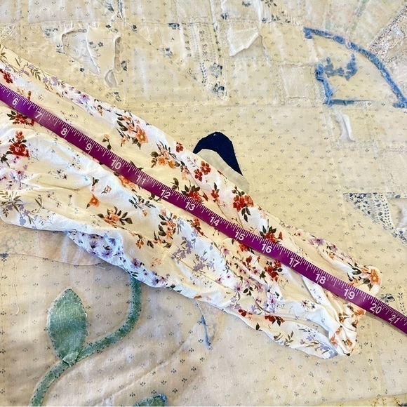 Super cute floral mini dress fully lined button bodice v-neck women's size L - Picture 7 of 8